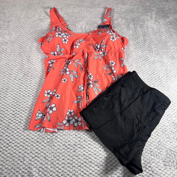 Summer Mae Women's Coral Floral Tankini Two Piece Swimsuit Set Size 20W NWT - Picture 2 of 15